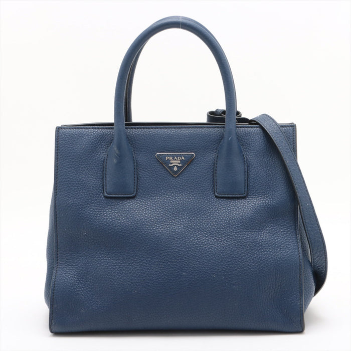 Prada Vitello Daino Leather 2 Way Handbag Navy Blue BN2693 #1981 by Bolt Boutique