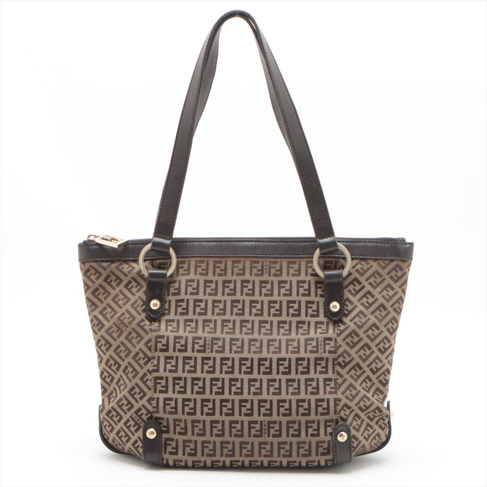 Fendi Zucchino Canvas &amp; Leather Shoulder bag Brown 8BH196 #2328 by Bolt Boutique