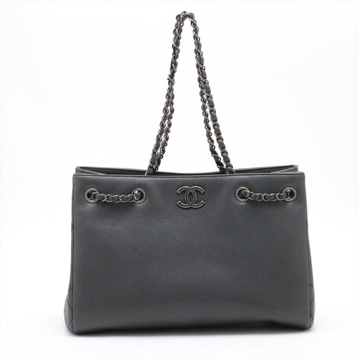 Chanel Coco Mark Caviar Skin Chain Tote Bag Black Gunmetal Fittings 22140581 #2437 by Bolt Boutique