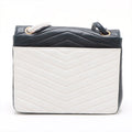 Chanel V Stitch Lambskin Shoulder bag White x navy Gold Metal Fittings #2489 by Bolt Boutique