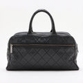 Chanel Logo Matelasse Black Quilted Caviar Skin Bowler Boston Bag #2498 by Bolt Boutique