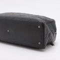 Chanel Logo Matelasse Black Quilted Caviar Skin Bowler Boston Bag #2498 by Bolt Boutique