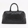Chanel Logo Matelasse Black Quilted Caviar Skin Bowler Boston Bag #2498 by Bolt Boutique