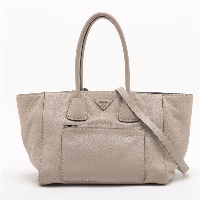 Prada Vitello Phenix Leather 2 Way Tote Bag Beige BN2795 #2518 by Bolt Boutique