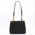 Chanel Coco Mark Caviar Skin CC Grained Pocket Shopper Shoulder Bag Black Gold Metal Fittings 3 Series- #2519 by Bolt Boutique