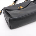 Chanel Coco Mark Caviar Skin CC Grained Pocket Shopper Shoulder Bag Black Gold Metal Fittings 3 Series- #2519 by Bolt Boutique