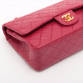 Chanel Matelasse Classic Double Flap 25 Dark Pink Lambskin Gold Metal Fittings 3 Series #2612 by Bolt Boutique