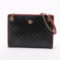 Gucci GG Marmont Medium Azalea Slim Leather Chain Shoulder Bag Black x Red #2510 by Bolt Boutique