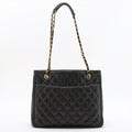 Chanel Matelasse Lambskin Shopping Tote Shoulder Bag Black Gold Metal Fittings 1 Series #2525 by Bolt Boutique