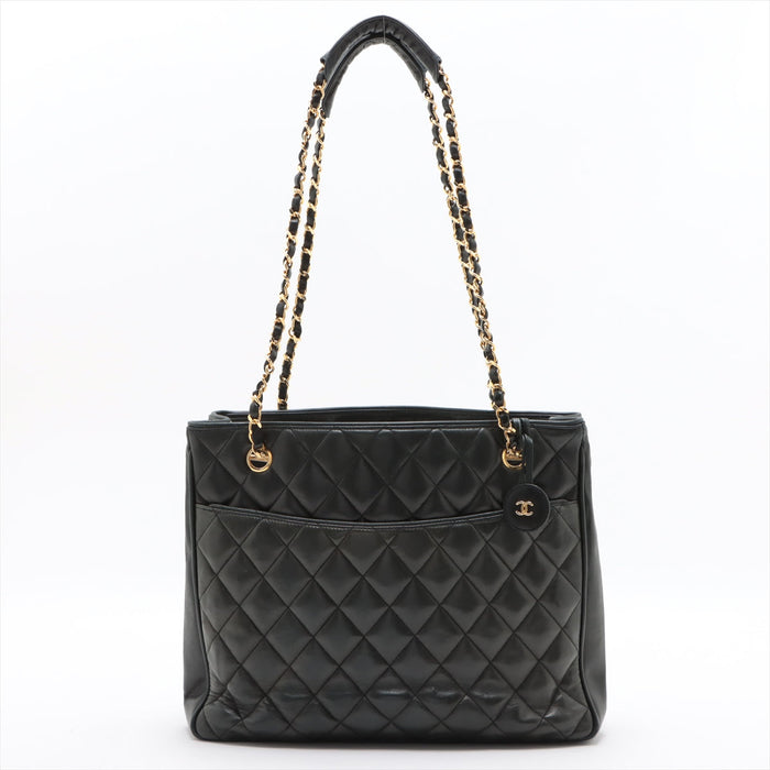 Chanel Matelasse Lambskin Shopping Tote Shoulder Bag Black Gold Metal Fittings 1 Series #2525 by Bolt Boutique
