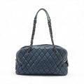 Chanel New Bubble Expandable Zip Bowling Bag Lambskin Shoulder Bag Blue Gunmetal Fittings 14 Series #2514 by Bolt Boutique