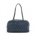 Chanel New Bubble Expandable Zip Bowling Bag Lambskin Shoulder Bag Blue Gunmetal Fittings 14 Series #2514 by Bolt Boutique