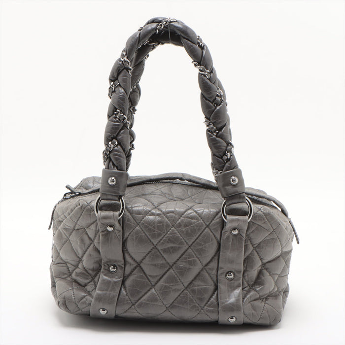 Chanel Matelasse Vintage Calfskin Hand bag Gray Silver Metal Fittings 10 Series #2605 by Bolt Boutique