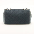 Chanel Matelasse Denim Single Flap Double Chain Bag Blue Silver Metal Fittings 20 Series #2607 by Bolt Boutique
