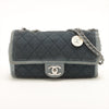 Chanel Matelasse Denim Single Flap Double Chain Bag Blue Silver Metal Fittings 20 Series #2607