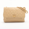 Chanel Matelasse Lambskin Single Flap Double Chain Bag Beige Gold Hardware 2 Series-#2892