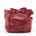 Chanel Lambskin CC Cocomark Drawstring Bucket Bag 3 Series Red #2911 by Bolt Boutique