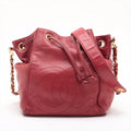 Chanel Lambskin CC Cocomark Drawstring Bucket Bag 3 Series Red #2911 by Bolt Boutique