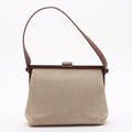 Chanel Linen Frame Buckle Shoulder Bag Brown 5 Series #2902 by Bolt Boutique