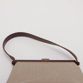 Chanel Linen Frame Buckle Shoulder Bag Brown 5 Series #2902 by Bolt Boutique