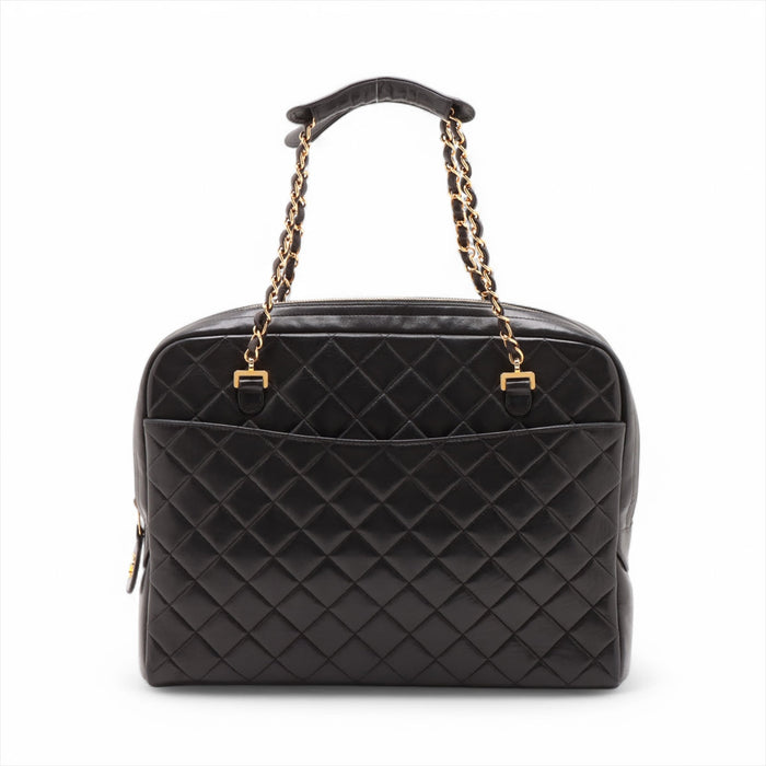 Chanel Matelasse Lambskin Chain handbag Black Gold Metal Fittings 3 Series #3756 by Bolt Boutique