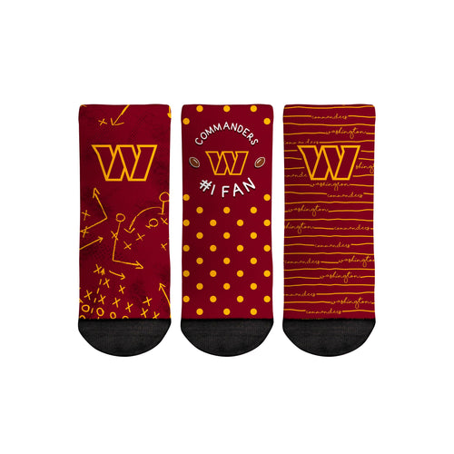 Washington Commanders - Number 1 Fan 3-Pack (Toddler) by Rock 'Em Socks