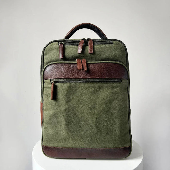 Maxwell 16 Inch Waxed Canvas Leather Laptop Backpack for Work and Travel
