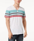 I.n.c. Mens Striped Split-Neck T-Shirt by Vanessa Jane