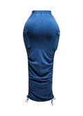 Mineral Washed Drawstring Cargo Skirt by The House of Stylez