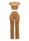 Ruffled Shoulder Top and Pants Set by The House of Stylez