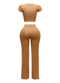 Ruffled Shoulder Top and Pants Set by The House of Stylez