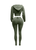 Mineral Washed Hood Top & Leggings Set by The House of Stylez