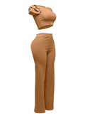 Ruffled Shoulder Top and Pants Set by The House of Stylez