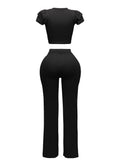 Ruffled Shoulder Top and Pants Set by The House of Stylez