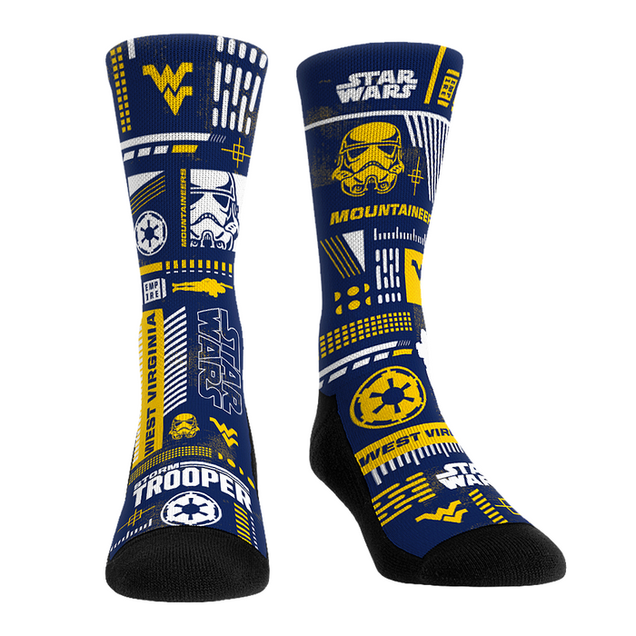 West Virginia Mountaineers - Star Wars - Stormtrooper Pattern by Rock 'Em Socks