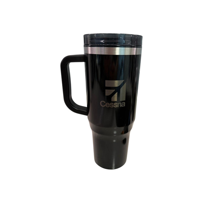 Cessna Stainless Steel Travel Mug – Insulated Aviation Pilot Coffee Tumbler with Handle & Lid 40 oz by Pasteur Pharmacy