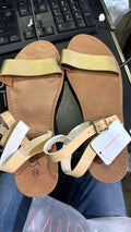 SANDALUP Women's Soft Faux Leather Open Toe Ankle Strap Flat Sandals 8.5 by Deal US