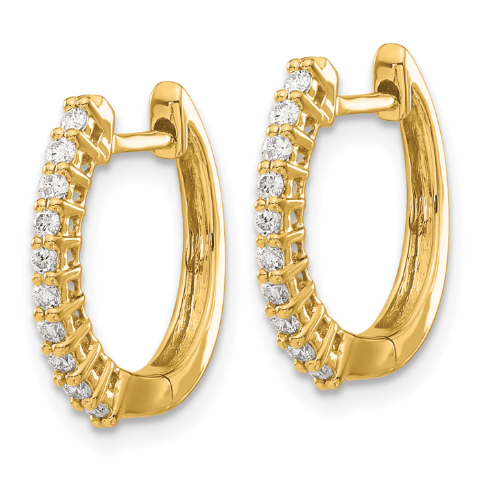14K Yellow Gold Lab Diamond Hinged Hoop Earrings by Fine Color Jewels