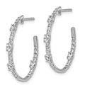 14K White Gold Lab Diamond J Hoop Earrings by Fine Color Jewels