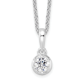 14K White Gold Lab Grown Diamond Solitaire Necklace by Fine Color Jewels