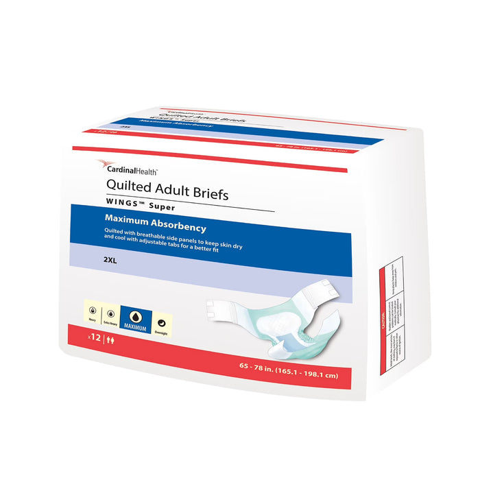 Covidien Cardinal Wings Super Quilted Adult Incontinence Briefs, 2X-Large, Heavy Absorbency, 12 Count by Pasteur Pharmacy