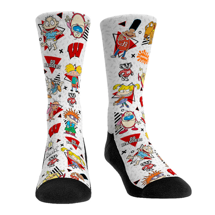 Wisconsin Badgers - 90's Nickelodeon Characters All-Over by Rock 'Em Socks
