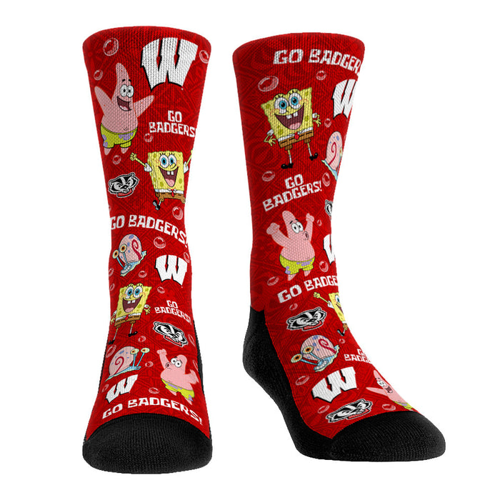 Wisconsin Badgers - SpongeBob SquarePants Characters All-Over by Rock 'Em Socks