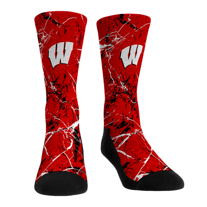 Wisconsin Badgers - Cracked Marble by Rock 'Em Socks