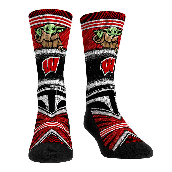 Wisconsin Badgers - Star Wars - Grogu Intergalactic Fan by Rock 'Em Socks