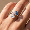 3Cttw Oval Shaped Lab Grown Diamond (F/VS) Toi et Moi Fashion Engagement Bypass Ring 14K Gold by Fine Color Jewels