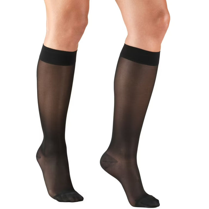 Unisex Knee-High Compression Socks, 15-20 mmHg, Black/Grey Stripe, Large by Pasteur Pharmacy