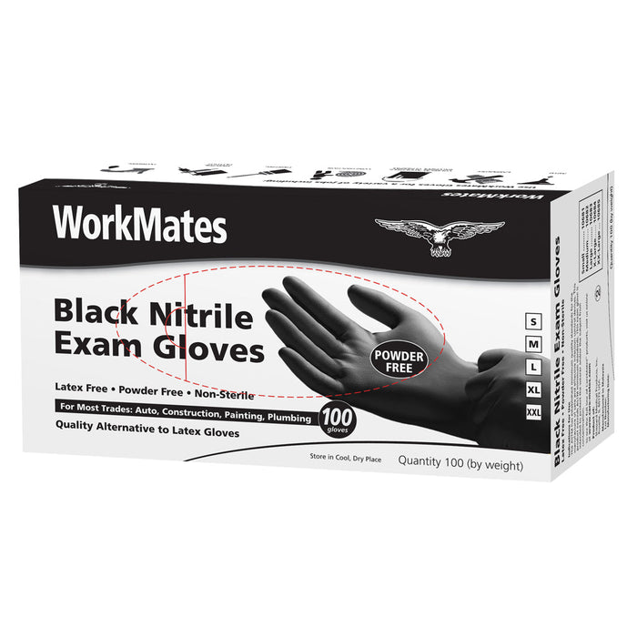 Workmates Black Nitrile Gloves (100 Ct.) Size Small by Pasteur Pharmacy
