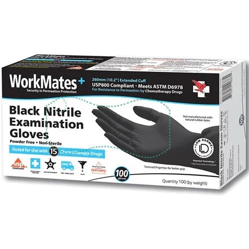 Workmates General Purpose Nitrile Gloves, Black, Medium, 100 Count by Pasteur Pharmacy