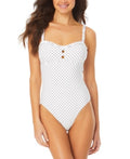 California Sunshine Juniors Pin Dot One Piece Swimsuit, Size Medium by Vanessa Jane